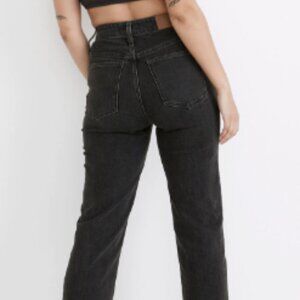 Madewell The Curvy Perfect Vintage Straight Jean Size 28 Black High Rise Raw Hem
